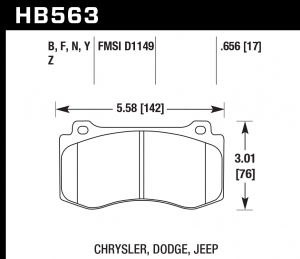 Колодки тормозные HB563B.656 HAWK Street 5.0 Jeep Cherokee SRT8 2006-2010