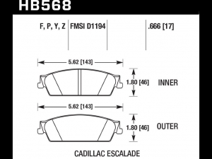 Колодки тормозные HB568B.666 HAWK 5.0 Cadillac Escalade, Chevrolet Suburban зад 2007-2014 ― MaxiSport Tuning