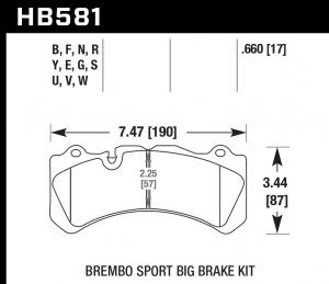 Колодки тормозные HB581W.660 HAWK DTC-30 Brembo 17 mm