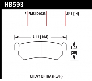Колодки тормозные HB593F.548 HAWK HPS; 14mm