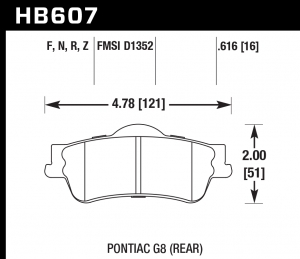 Колодки тормозные HB607F.616 HAWK HPS