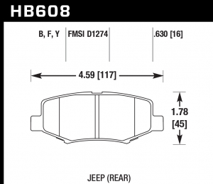 Колодки тормозные HB608F.630 HAWK HPS задние JEEP
