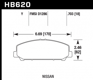 Колодки тормозные HB620Y.703 HAWK LTS передние INFINITI QX56 после 2006 г.в.