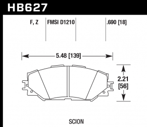 Колодки тормозные HB627F.690 HAWK HPS Toyota RAV4 2006-2013