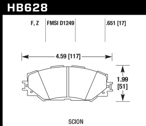 Колодки тормозные HB628F.651 HAWK HPS