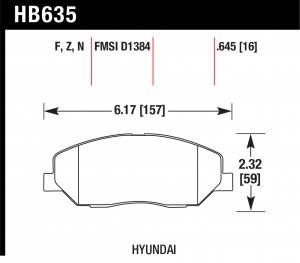 Колодки тормозные HB635Z.645 HAWK PC; 17mm
