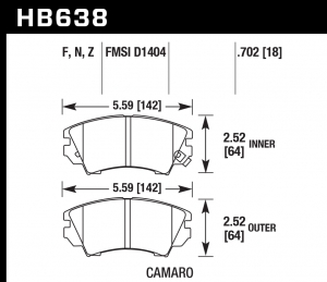 Колодки тормозные HB638N.702 HAWK HP Plus; 18mm