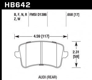 Колодки тормозные HB642Z.658 HAWK Perf. Ceramic  Audi A5, A4 (1LA), Q5