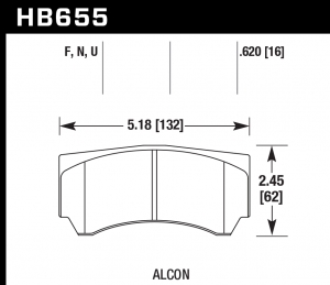 Колодки тормозные HB655F.620 HAWK HPS, ALCON Mono4