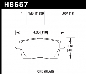 Колодки тормозные HB657F.667 HAWK HPS Mazda CX-7, CX-9 задние