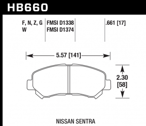 Колодки тормозные HB660N.661 HAWK HP Plus