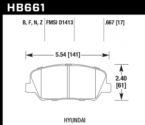 Колодки тормозные HB661Z.667 HAWK Perf. Ceramic KIA Ceed GT; HYUNDAI VELOSTER, i30
