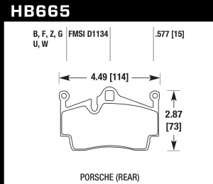Колодки тормозные HB665Q.577 HAWK DTC-80; Porsche 911 15mm