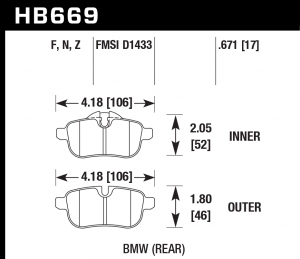 Колодки тормозные HB669Z.671 HAWK Perf. Ceramic