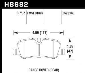 Колодки тормозные HB682Z.657 HAWK Perf. Ceramic задние Land Rover Discovery/Range Rover/Sport