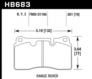 Колодки тормозные HB683B.651 HAWK HPS Range Rover Sport/Supercharged Brembo 2005-2013