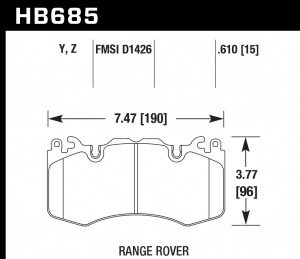 Колодки тормозные HB685Y.610 HAWK LTS, AMG 6.3 / RANGE ROVER BREMBO