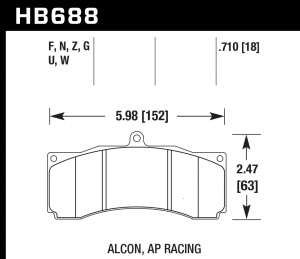 Колодки тормозные HB688Q.710 HAWK DTC-80; AP Racing, Stop Tech 18mm