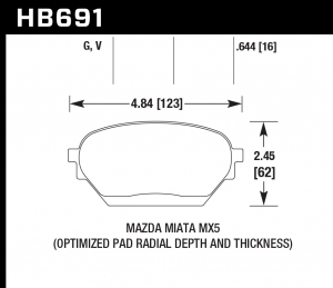 Колодки тормозные HB691G.644 HAWK DTC-60 Mazda MX-5 16 mm