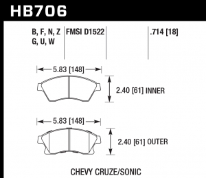 Колодки тормозные HB706U.714 HAWK DTC-70