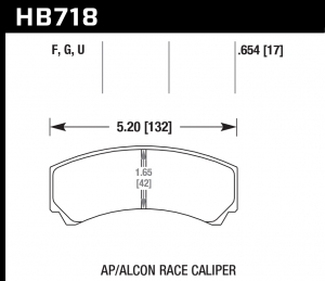 Колодки тормозные HB718G.654 HAWK DTC-60; HB110 W/ 42MM RAD DEPTH 17mm