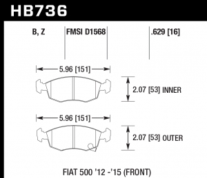 Колодки тормозные HB736B.629 HAWK HPS 5.0; 16mm