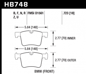 Колодки тормозные HB748Z.723 HAWK PC перед BMW F20 F30