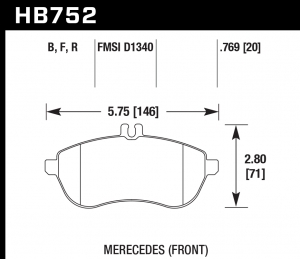 Колодки тормозные HB752R.769 HAWK Street Race; 20mm
