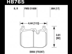 Колодки тормозные HB765D.664 HAWK ER-1 BMW перед BMW M4 F82, F32; M3 F80 F30; F20 F22 F87 M-Perf ― MaxiSport Tuning
