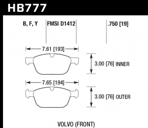 Колодки тормозные HB777B.750 HAWK HPS 5.0; 19mm