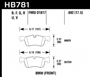Колодки тормозные HB781R.692 HAWK Street Race