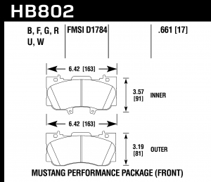 Колодки тормозные HB802G.661 HAWK DTC-60 D1784 Mustang Perf Package (Front)