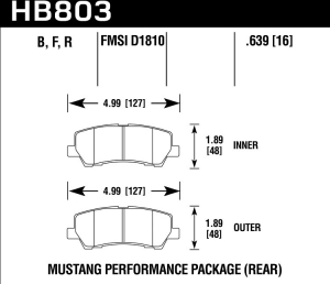 Колодки тормозные HB803N.639 HP Plus ЗАДНИЕ Ford Mustang VI 2015->  ― MaxiSport Tuning