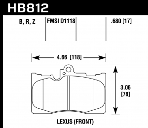 Колодки тормозные HB812Z.680 HAWK PC Lexus GS350  передние
