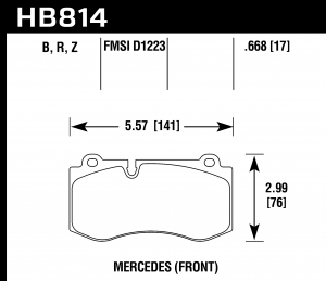 Колодки тормозные HB814Z.668 HAWK PC Mercedes-Benz CL550  передние
