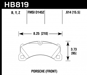 Колодки тормозные HB819Y.614 HAWK LTS Porsche Cayenne Turbo передние