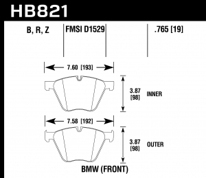 Колодки тормозные HB821R.756 HAWK Street Race BMW 760Li  передние