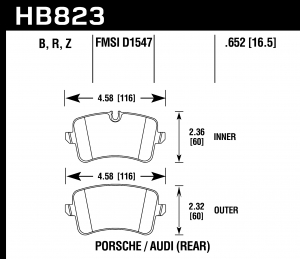 Колодки тормозные HB823R.652 HAWK Street Race Audi A5 Quattro Premium задние