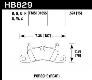 Колодки тормозные HB829R.594 HAWK Street Race Porsche 911 Carrera задние
