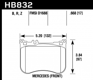 Колодки тормозные HB832B.668 HAWK HPS 5.0 Mercedes-Benz S550 4Matic передние