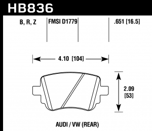 Колодки тормозные HB836B.651 HAWK HPS 5.0 VOLKSWAGEN Alltrack  задние