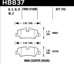Колодки тормозные HB837B.621 Street 5.0 ЗАДНИЕ MINI F55; F56; JCW F56 2013-> ― MaxiSport Tuning