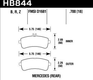 Колодки тормозные HB844Z.700 задние AMG GT, SL 63AMG 2012-> ;  ― MaxiSport Tuning
