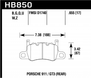 Колодки тормозные HB850W.655 HAWK DTC-30 задние PORSCHE 911 (991) GT3; CAYMAN (981) 3.8 GT4 ― MaxiSport Tuning