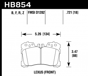 Колодки тормозные HB854Z.721 HAWK PC Lexus LS460  передние