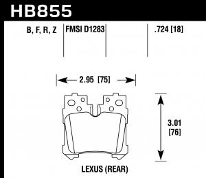 Колодки тормозные HB855B.724 HAWK HPS 5.0 Lexus LS460 Sport задние