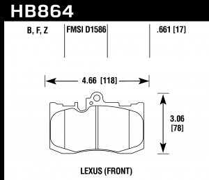Колодки тормозные HB864B.661 HAWK HPS 5.0 Lexus GS Turbo  передние