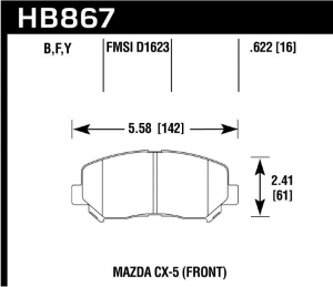 Колодки тормозные HB867Y.622 перед Mazda CX-5; CX-8 ― MaxiSport Tuning