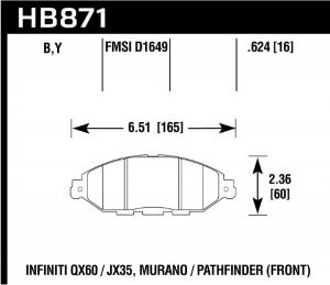 Колодки тормозные HB871B.624 перед NISSAN PATHFINDER IV (R52); INFINITY QX60; ― MaxiSport Tuning