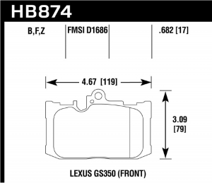 Колодки тормозные HB874Y.682 LTS перед LEXUS GS; RC;  ― MaxiSport Tuning